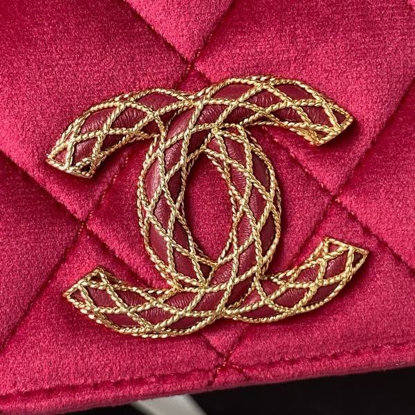 Túi đeo chéo Chanel cao cấp da cừu màu đỏ size 23cm 