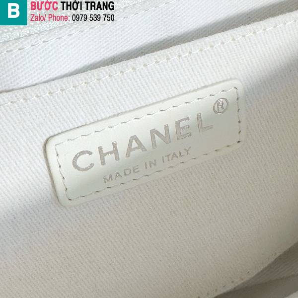 Túi xách Chanel siêu cấp canvas màu trắng size 20cm
