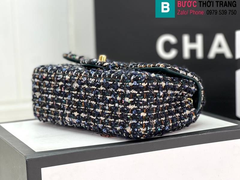 Túi xách Chanel Classic Flap Bag siêu cấp canvas màu đen size 25cm