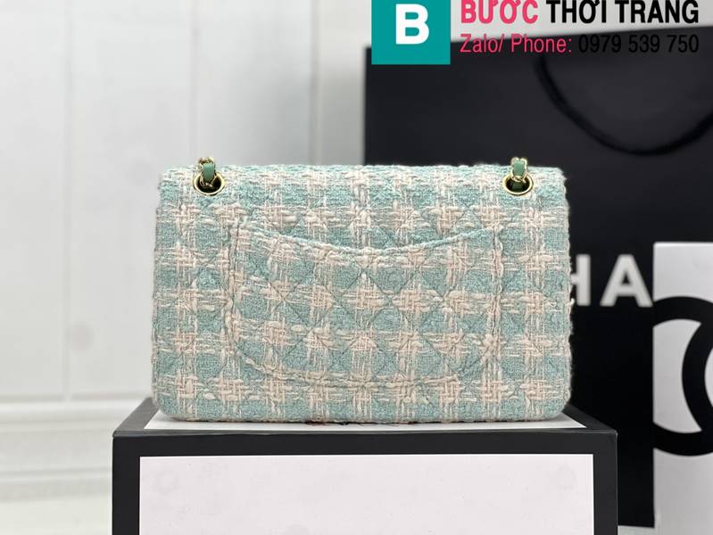 Túi xách Chanel Cf Classic Flap bag siêu cấp canvas màu xanh nước size 25cm