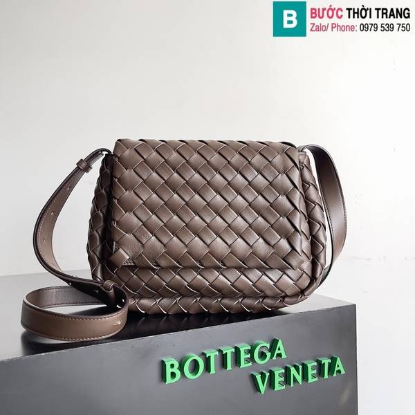 Túi xách Bottega Veneta Cobble Bag cao cấp da bò màu nâu thẫm size 27cm