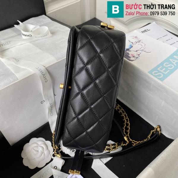 Túi xách Chanel flap bag cao cấp da bò màu đen size 21,5cm
