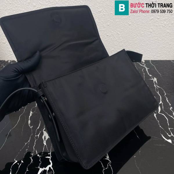 Túi đeo chéo Prada mini siêu cấp da bê màu đen size 23cm