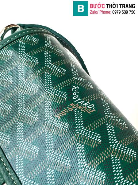 Túi xách Goyard mini siêu cấp canvas màu xanh lá cây size 16cm