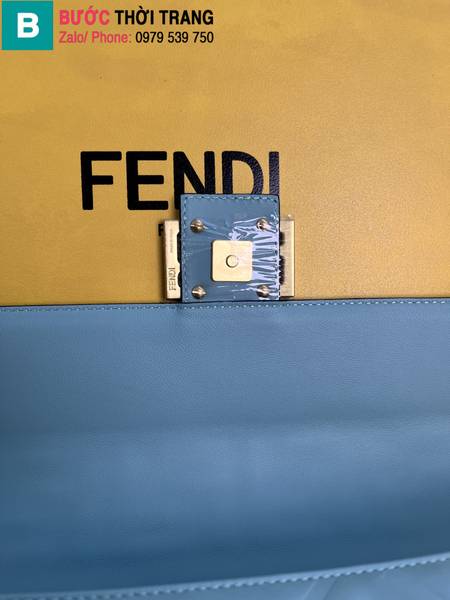 Túi xách Fendi Baguette siêu cấp da cừu màu xanh nước size 27cm
