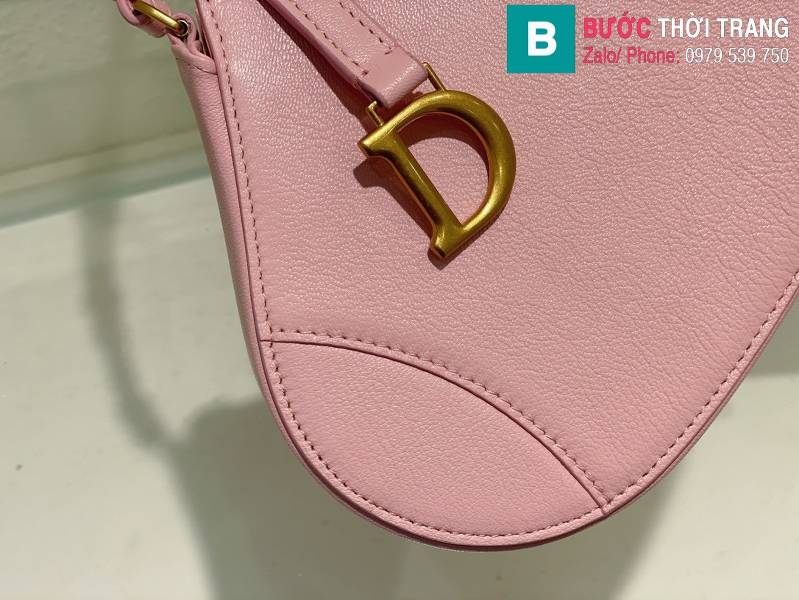 Túi xách Dior yên ngựa  siêu cấp da bò màu hồng size 20cm
