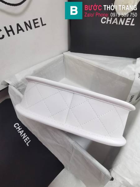 Túi xách Chanel hobo handbag siêu cấp da bê màu trắng size 21cm 