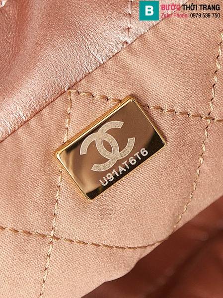Túi xách Chanel Mini Handbagcao cấp da bê màu hồng nude size 19cm