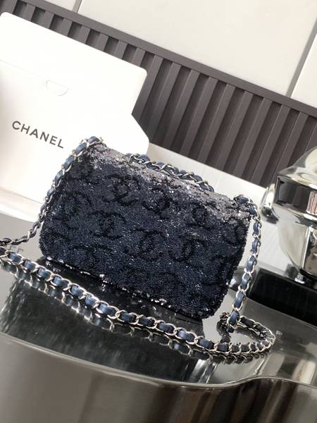 Túi xách Chanel Mini CF siêu cấp canvas màu xanh than size 20cm
