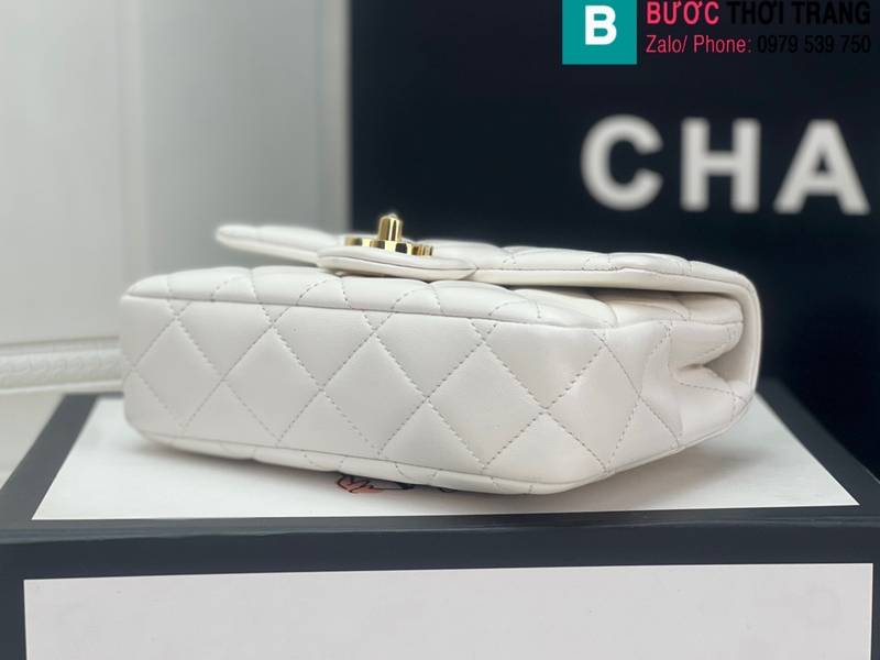 Túi xách Chanel Coco cao cấp da cừu màu trắng size 21cm