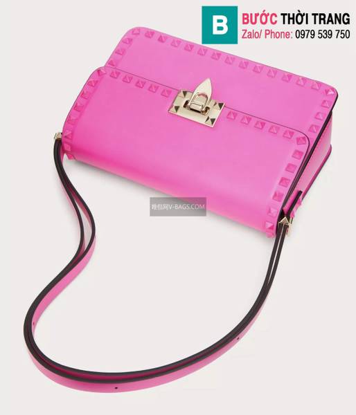 Túi xách Valentino Garavani Rockstud siêu cấp da bê màu hồng nhạt size 23cm
