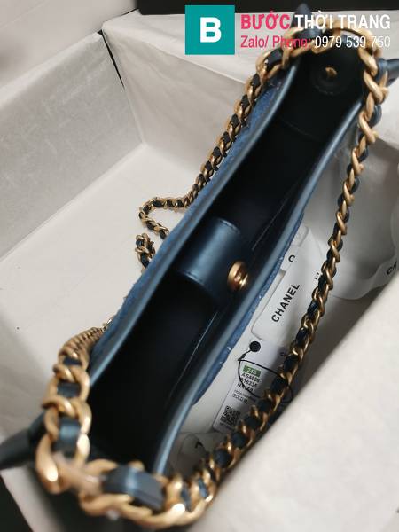 Túi xách Chanel hobo handbag siêu cấp canvas màu xanh size 20cm