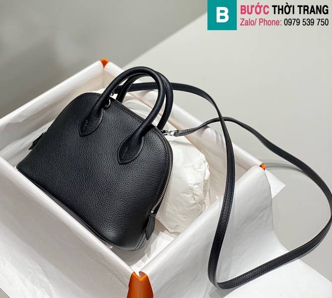 Túi xách Hermes Mini Bolide siêu cấp da togo màu đen size 19cm