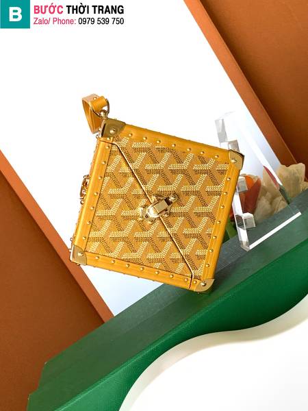 Túi hình hộp Goyard siêu cấp canvas màu vàng size 12.5cm