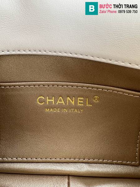Túi nắp gập Chanel mini siêu cấp da cừu màu trắng size 18cm 