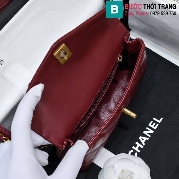Túi thắt lưng Chanel siêu cấp da cừu màu đỏ đô size 18cm