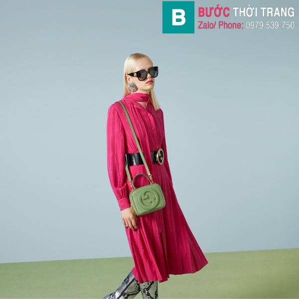 Túi xách Gucci Blondie siêu cấp da bò màu xanh size 17cm