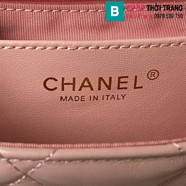 Túi đeo vai Chanel siêu cấp da bò màu hồng size 20.5cm