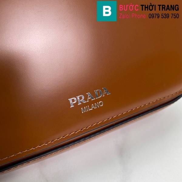 Túi xách Prada mini siêu cấp da bò màu nâu size 18cm