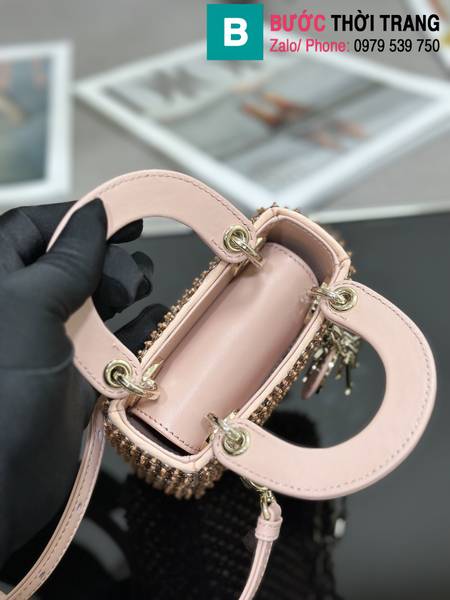 Túi xách Dior Lady mini siêu cấp da cừu màu nude size 12cm