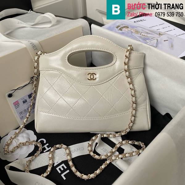 Túi xách Chanel mini siêu cấp da bê màu trắng size 20.5cm