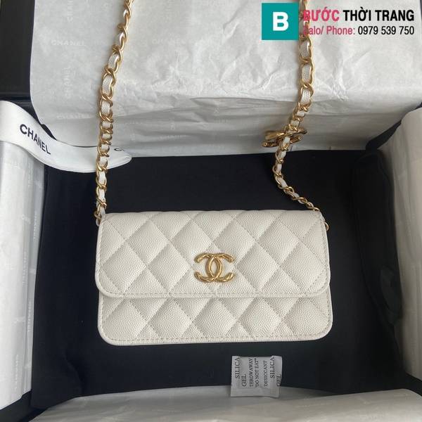 Túi xách Chanel Medallion Mini cao cấp da bê màu trắng size 17cm