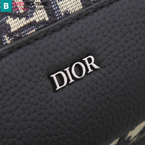 Túi xách Dior Oblique siêu cấp canvas màu xanh đen size 31cm