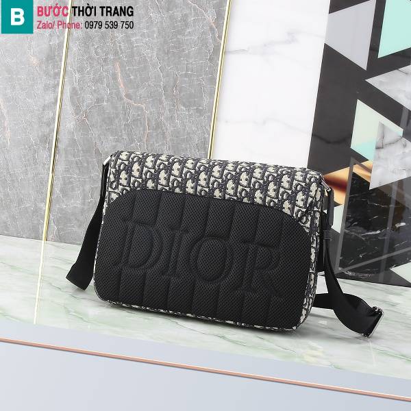 Túi xách Dior Oblique siêu cấp canvas màu xanh đen size 31cm