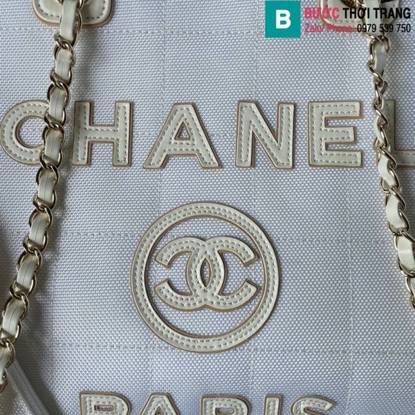 Túi xách Chanel Tote cao cấp canvas màu trắng size 36cm