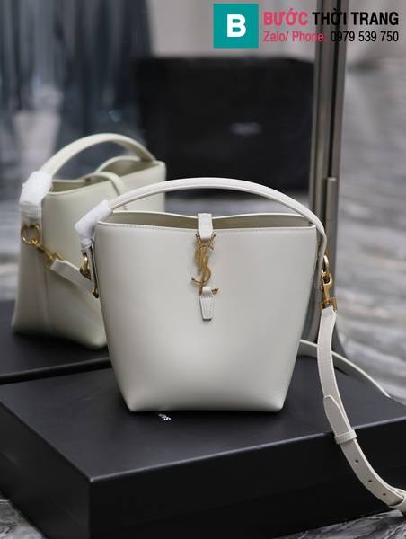 Túi xách Saint Laurent cao cấp da bê màu trắng size 17cm 