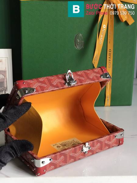 Túi xách Goyard Minaudière siêu cấp canvas màu đỏ size 17cm