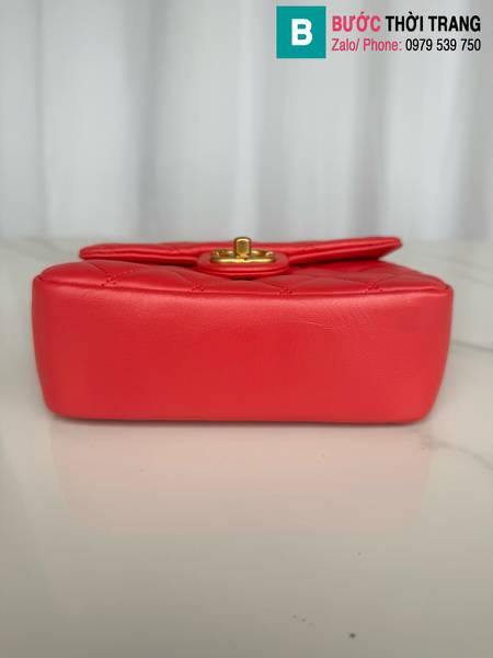 Túi xách Chanel mini siêu cấp da cừu màu đỏ size 20cm 