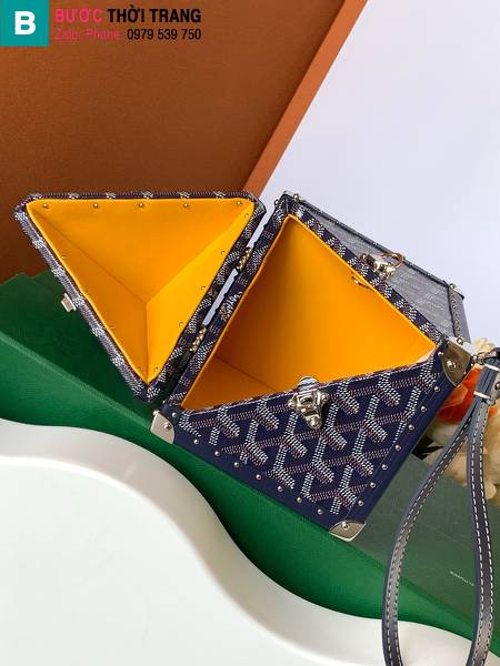 Túi hình hộp Goyard siêu cấp canvas màu xanh lam size 12.5cm
