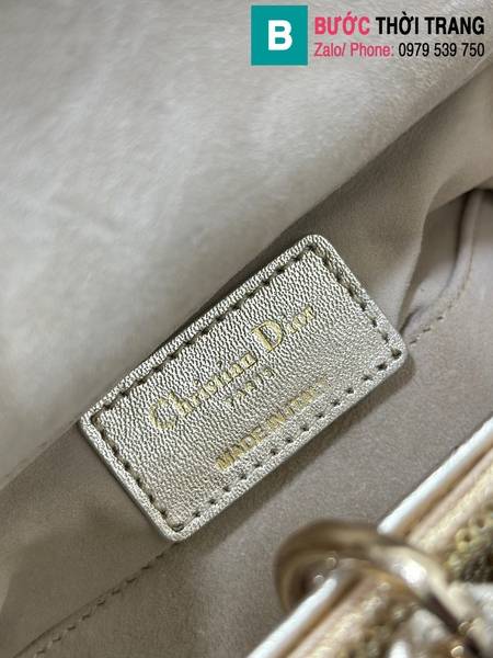 Túi xách Dior Lady D-Joy cao cấp canvas màu vàng size 16cm 
