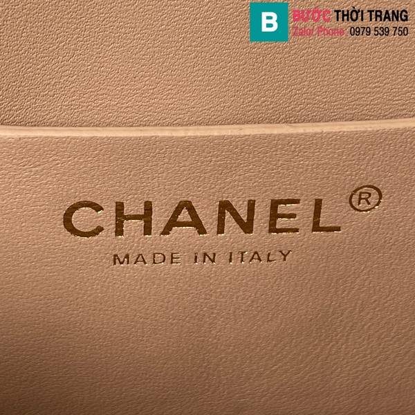 Túi xách Chanel mini cao cấp da bê màu nude size 20cm 