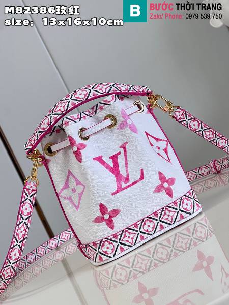 Túi xách Louis Vuitton Nano Noé siêu cấp monogram màu hồng size 16cm