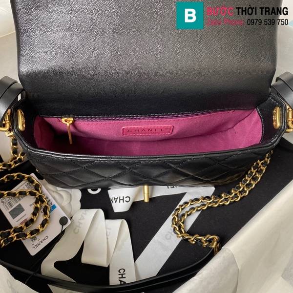 Túi xách Chanel flap bag cao cấp da bò màu đen size 21,5cm