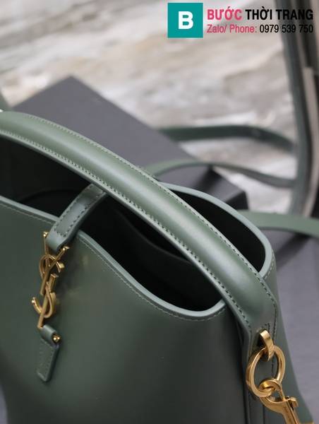 Túi xách Saint Laurent cao cấp da bê màu xanh rêu size 17cm