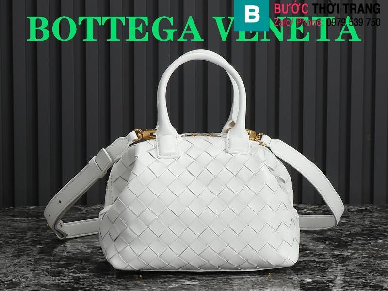 Túi xách Bottega Veneta Bowling siêu cấp da bò màu trắng size 20.5cm 