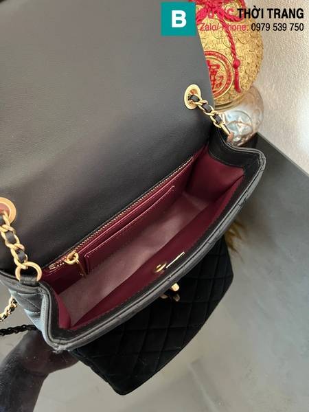 Túi xách Chanel Small Flap With Top Handle cao cấp da cừu màu đen size 21cm