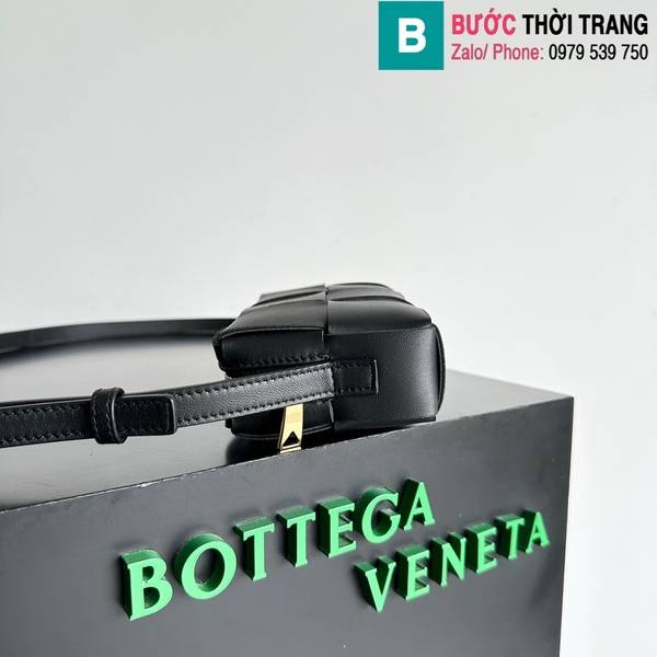 Túi xách Bottega Veneta Cassrtte cao cấp da bò màu đen size 18cm