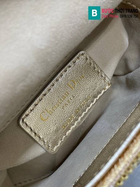 Túi xách Dior Lady mini cao cấp canvas mà xám size 12cm