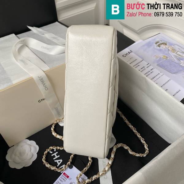 Túi xách Chanel siêu cấp da cừu màu trắng size 25cm