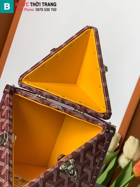 Túi hình hộp Goyard siêu cấp canvas màu đỏ đô size 12.5cm