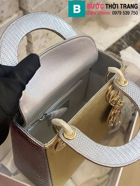 Túi xách Dior lady siêu cấp da thăn thằn màu đồng size 17cm 