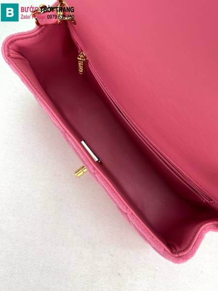 Túi xách Chanel Classic Flap Bag siêu cấp nhung màu hồng size 25cm