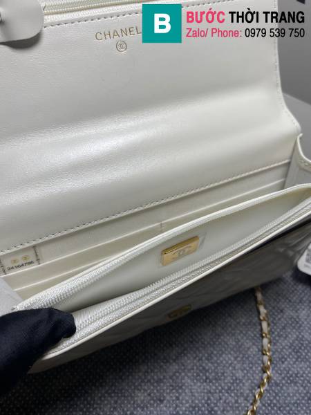 Túi xách Chanel Woc siêu cấp da bò màu trắng size 19cm