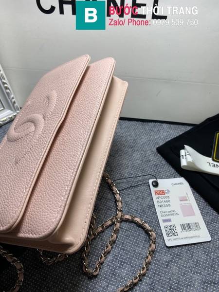 Túi xách Chanel woc cao cấp da bò màu hồng size 19cm