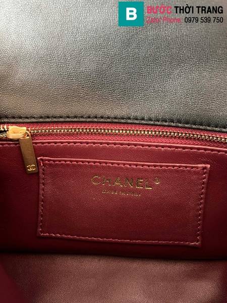 Túi xách Chanel Small Flap With Top Handle cao cấp da cừu màu đen size 21cm