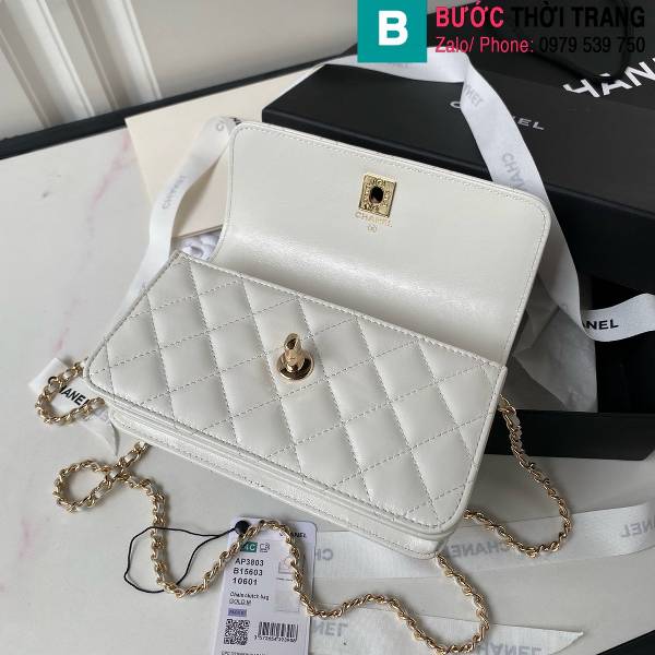 Túi xách Chanel woc siêu cấp da bê màu trắng size 19cm 